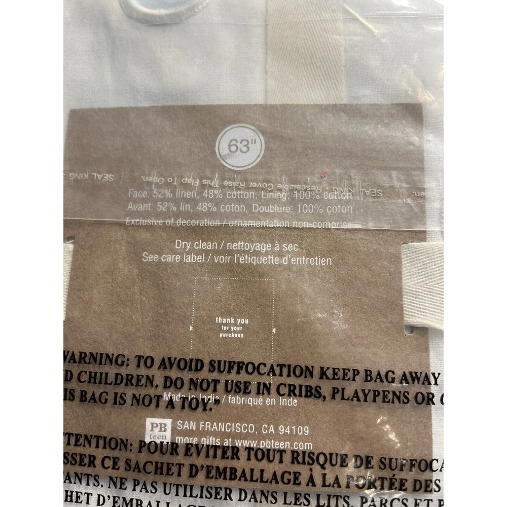 NWT - Pair of Pottery Barn Teen Ivory Cream Linen Mirror Drape 63” L x 52” W